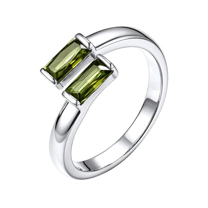 Baguette August Birthstone Rings  Adjustable Ring for Women