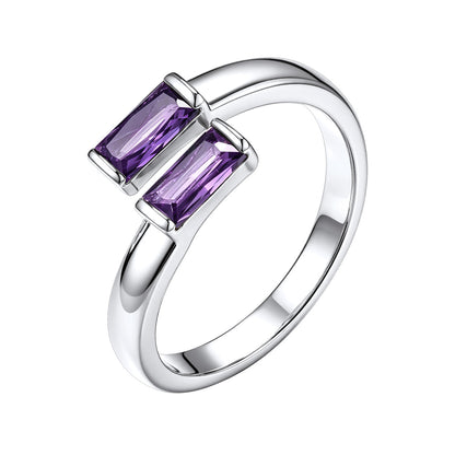 Baguette February Birthstone Rings  Adjustable Ring for Women