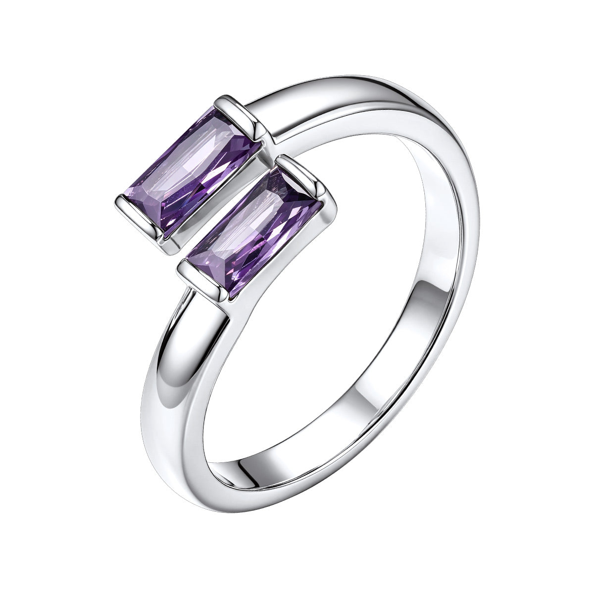 Baguette June Birthstone Rings  Adjustable Ring for Women