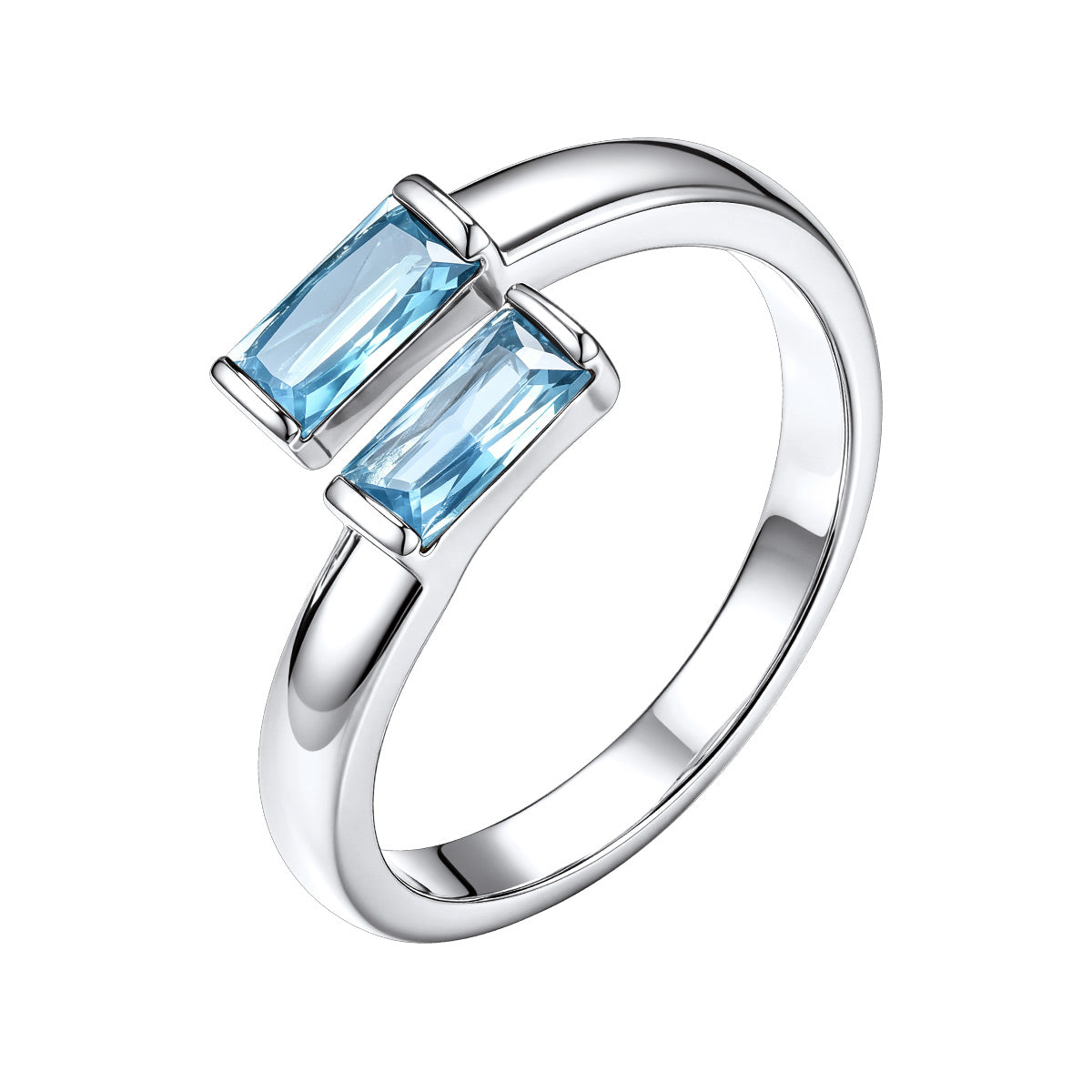 Baguette March Birthstone Rings  Adjustable Ring for Women
