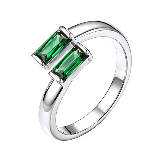 Baguette May Birthstone Rings  Adjustable Ring for Women