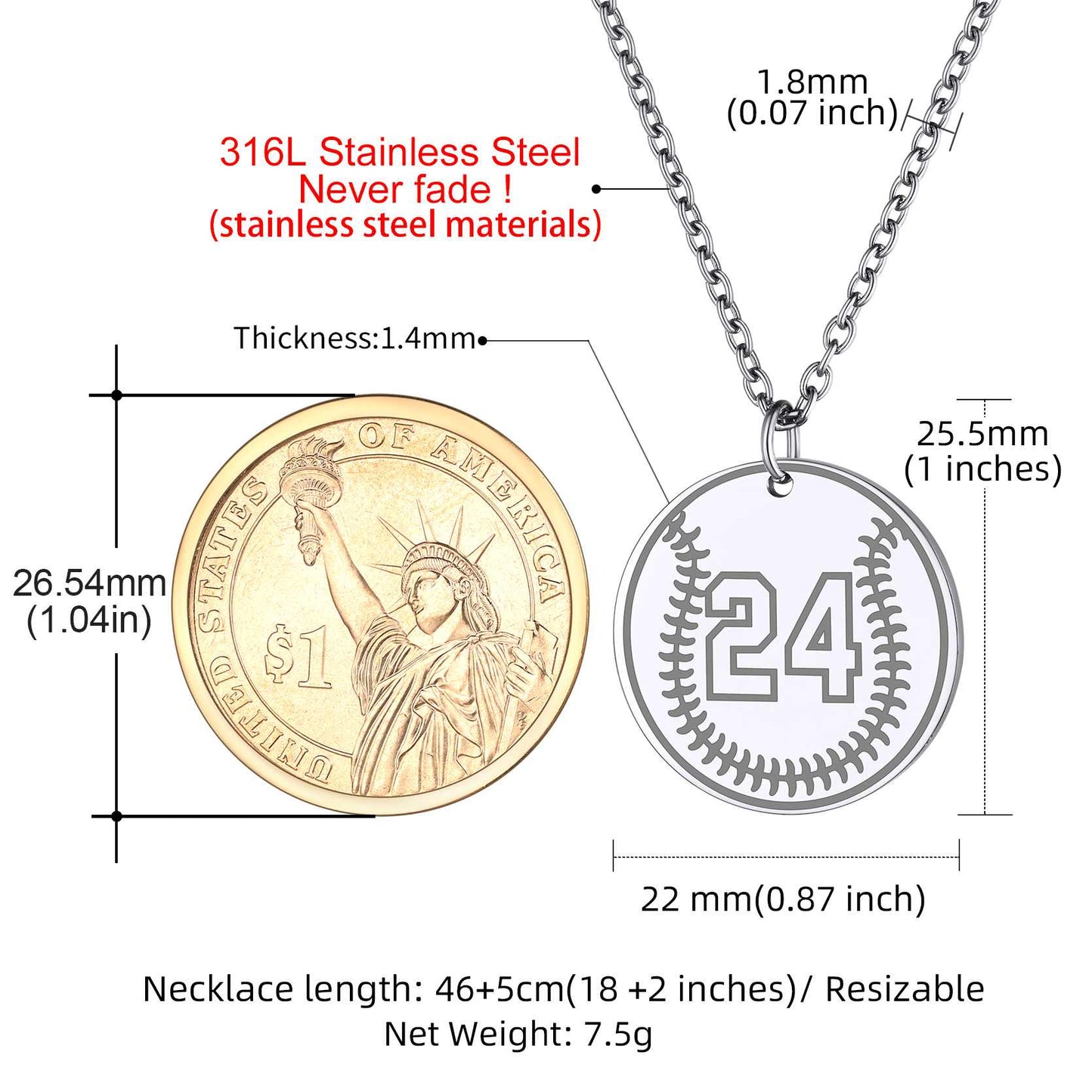 Ball Sport Necklaces Jersey Number Necklace Dimension, Durable