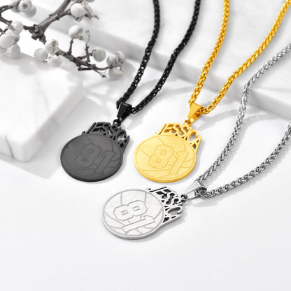 Ball Sport Necklaces with Jersey Number in different color