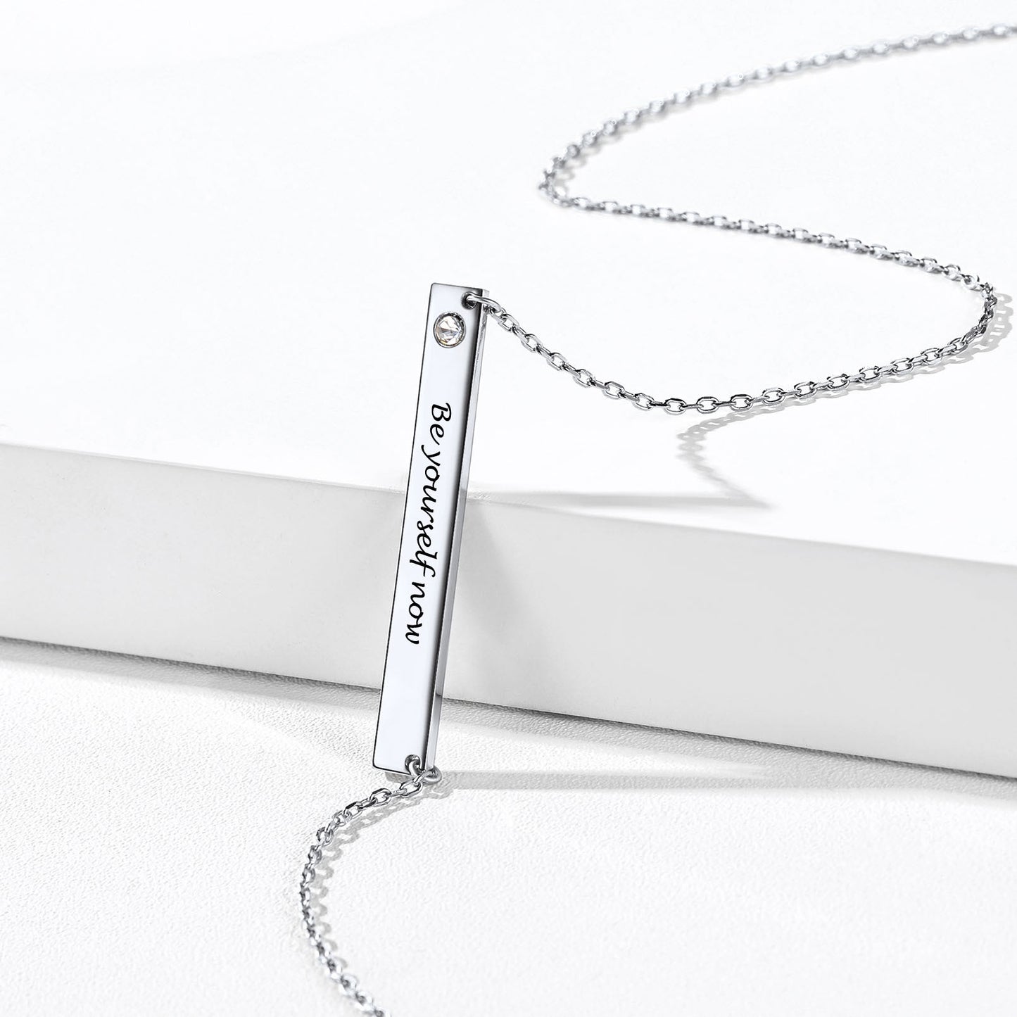 Personalized Bar Necklace With Birthstone