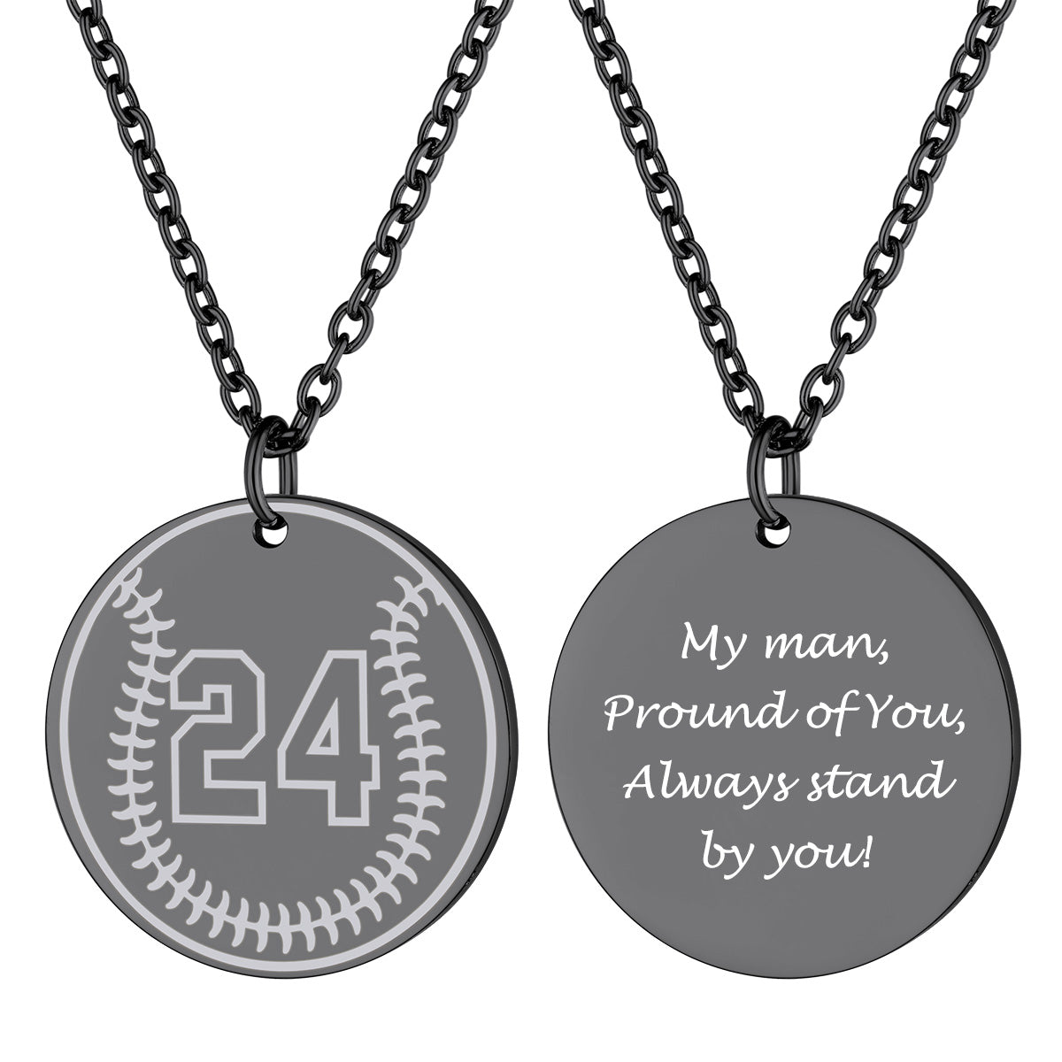 Baseball Sport Necklaces Jersey Number Necklace Black Plated
