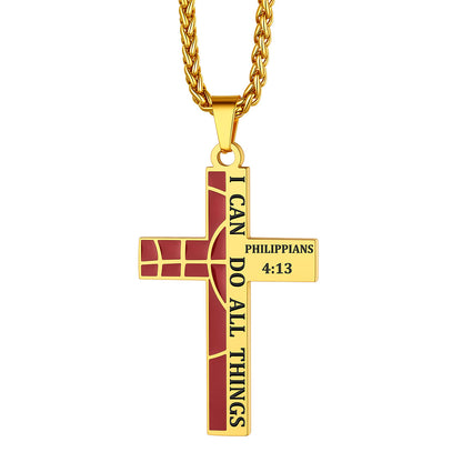 Basketball Bible Verse Cross Necklace Gold Plated