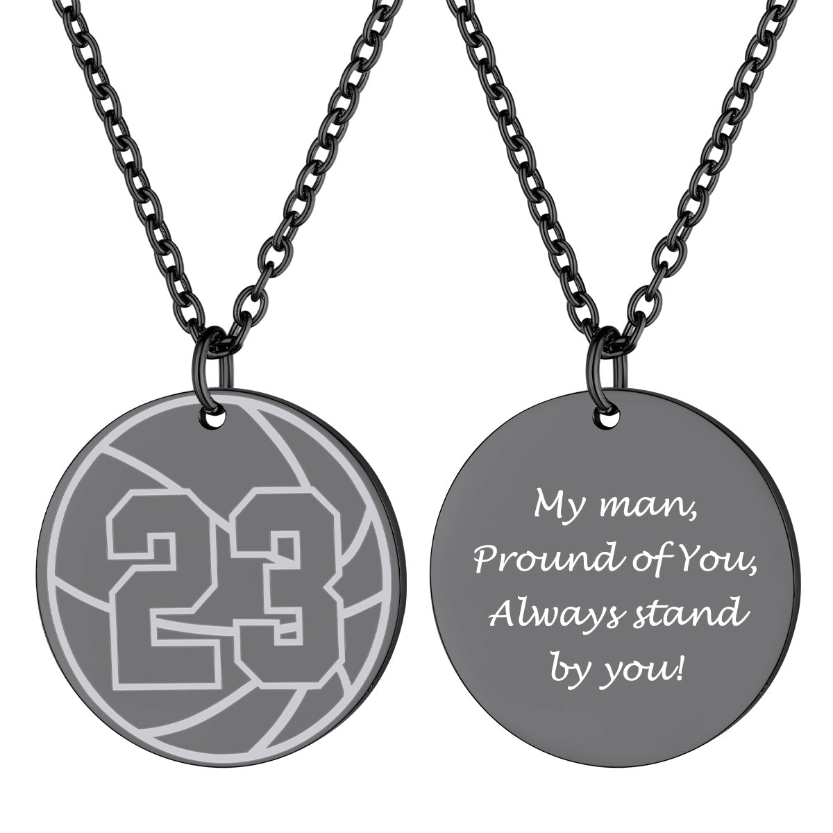 Basketball Sport Necklaces Jersey Number Necklace Black Plated