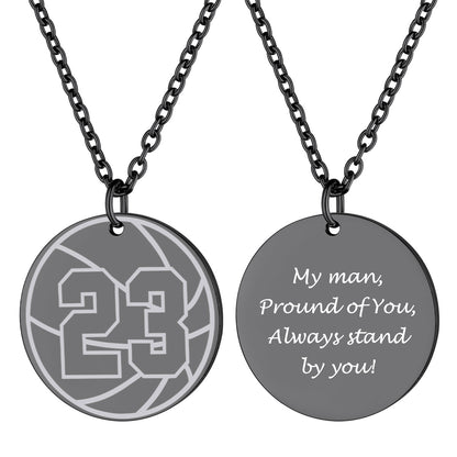 Basketball Sport Necklaces Jersey Number Necklace Black Plated