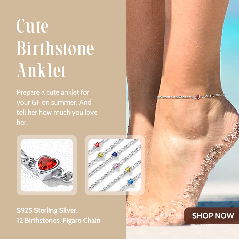 Birthstone Figaro Chain Anklet