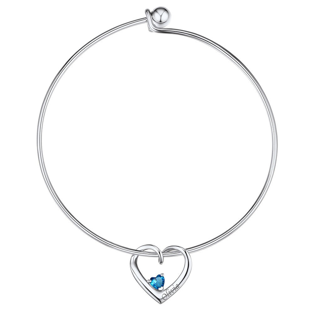 Birthstone Heart Bracelet Gemstone Bangle For Women