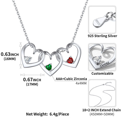 Birthstone-Heart-Necklace dimenison, durable, hypoallergenic, customizable