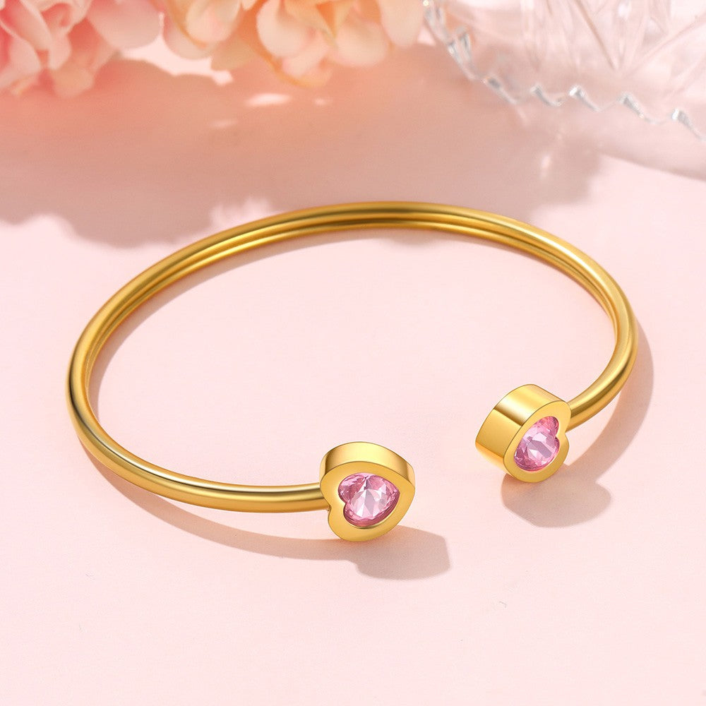 Birthstone Cuff Bracelet Gold