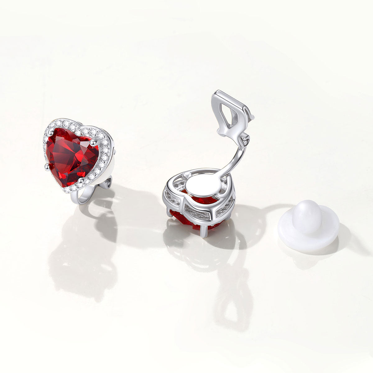 Birthstone Heart Clip-on Earrings Non-Pierced Studs