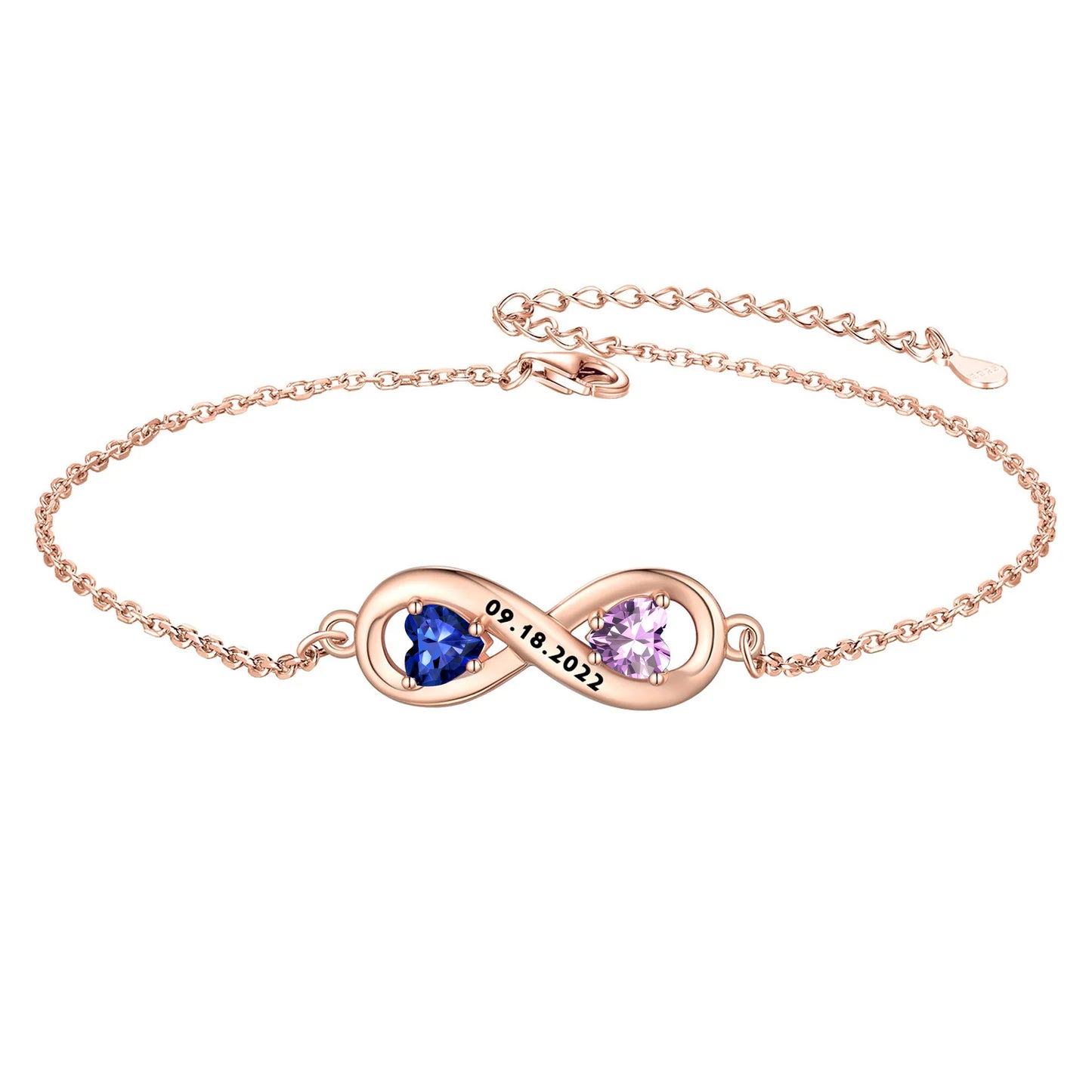 Personalized Name Birthstone Infinity Anklet for Women