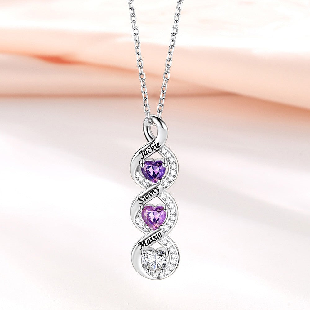Custom Name Birthstone Infinity Necklace for Mom