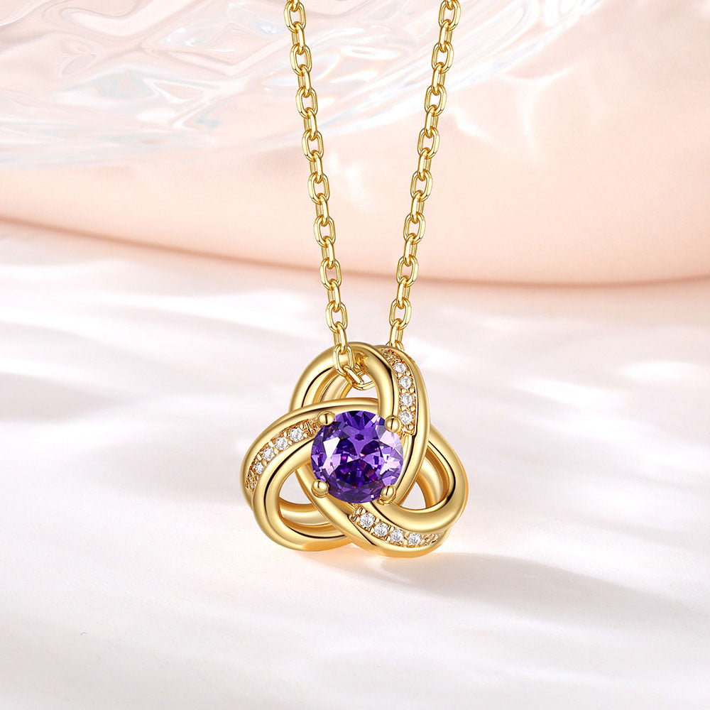 Birthstone Love Knot Necklace for women