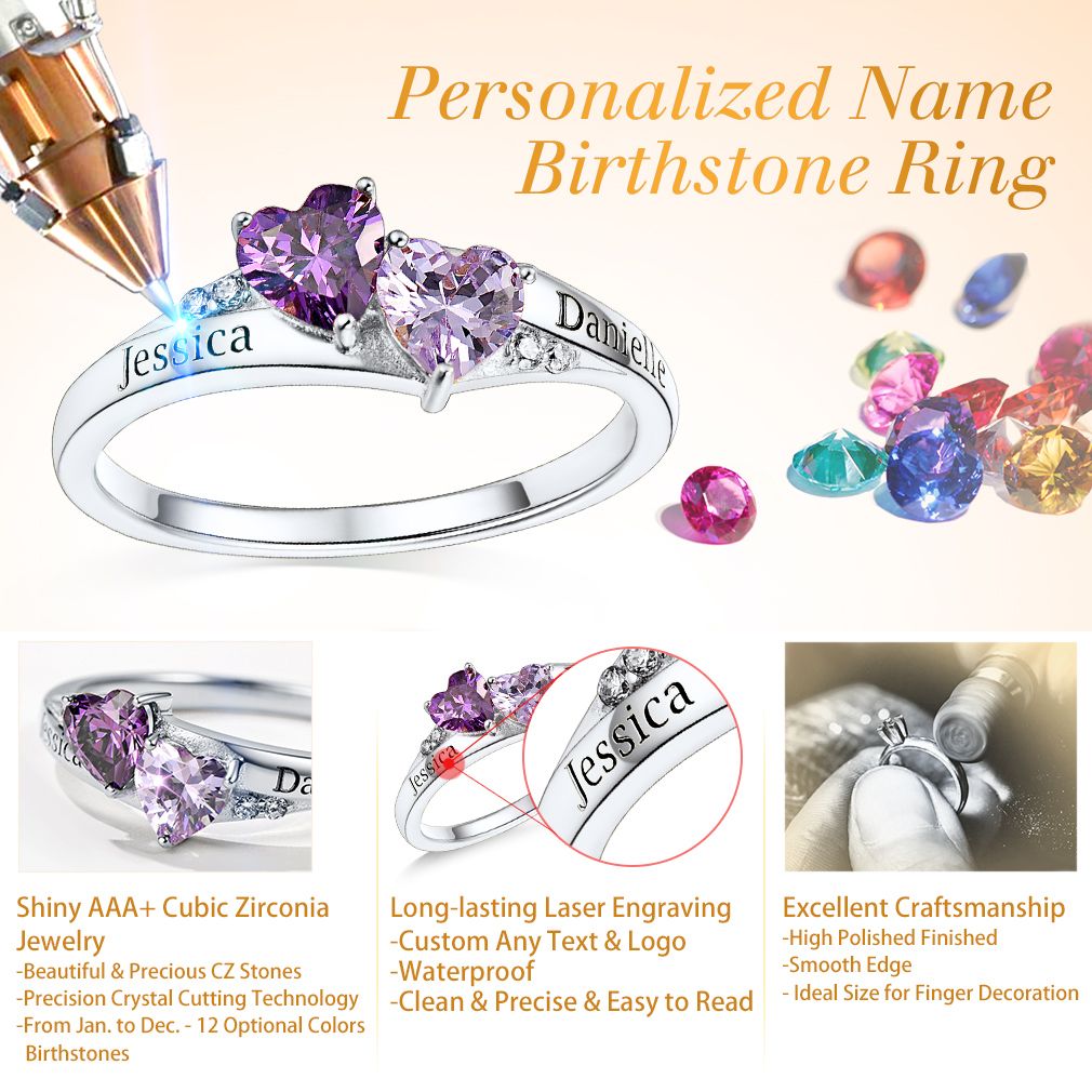 Birthstone Name Rings custom detail