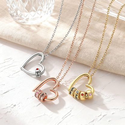 Birthstone Names Beads Heart Pendant Necklace