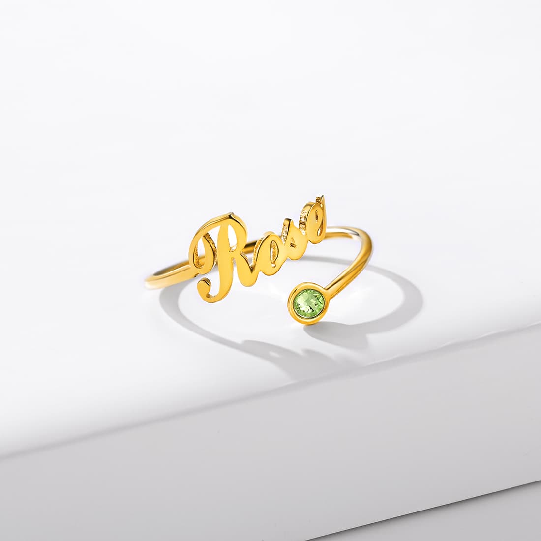 Birthstonesjewelry Adjustable Name Ring Gold