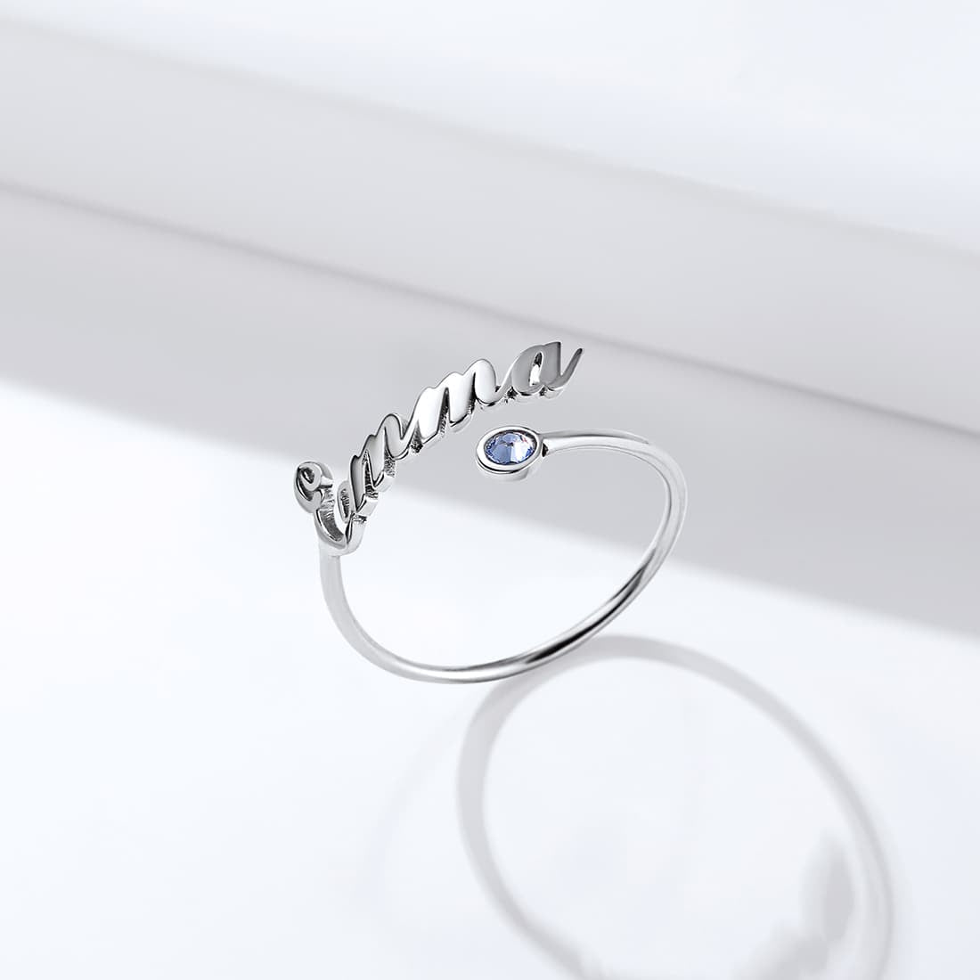 Birthstonesjewelry Adjustable Name Ring Silver