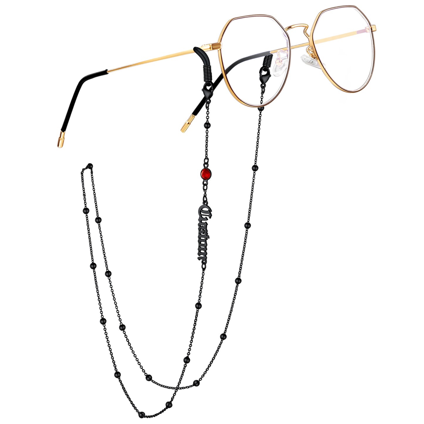 Birthstonesjewelry Birthstone 1 Name Glasses Chain Black