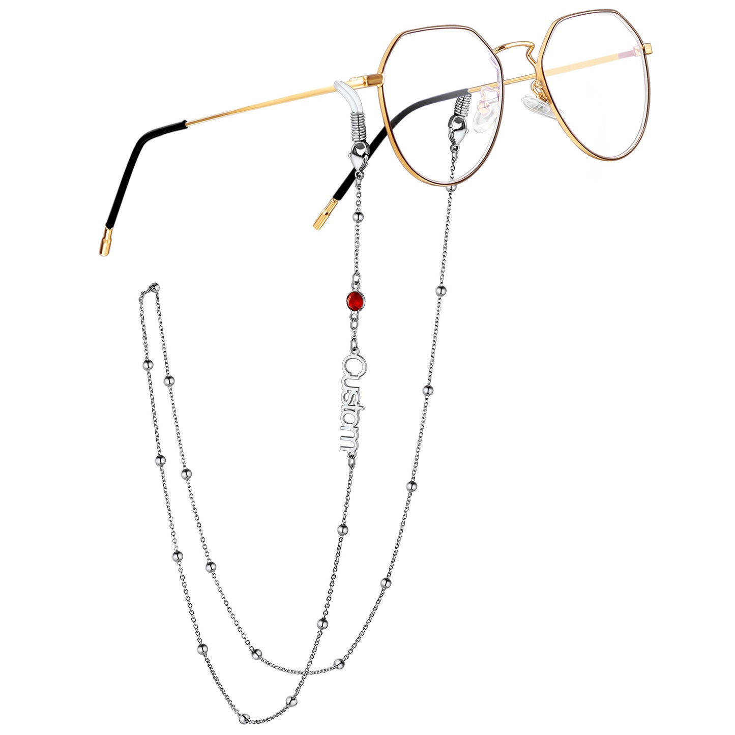 Birthstonesjewelry Birthstone 1 Name Glasses Chain Steel
