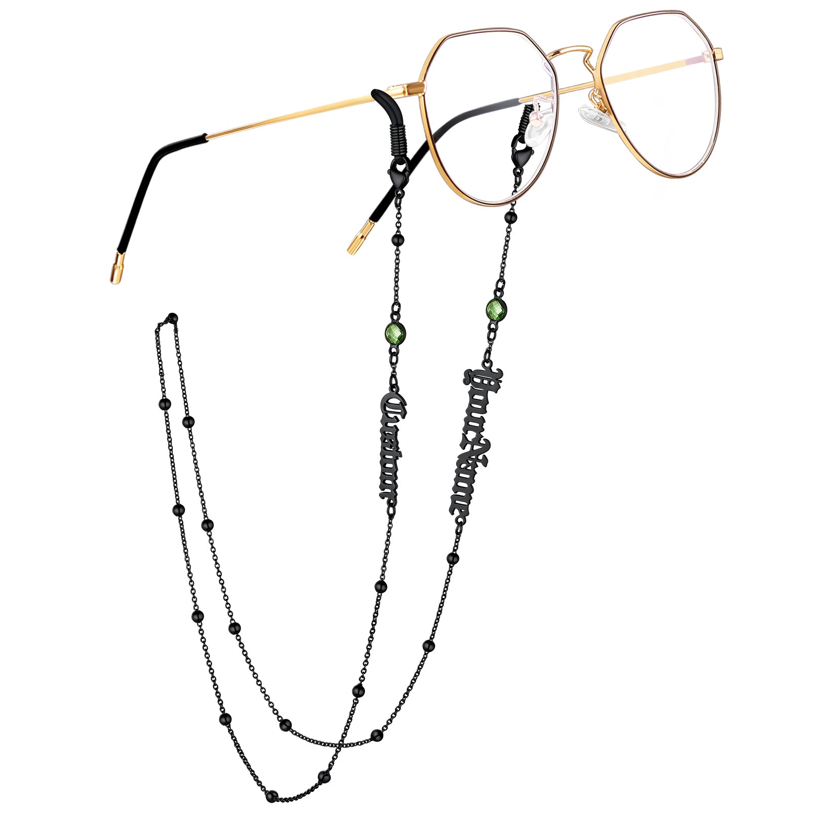 Birthstonesjewelry Birthstone 2 Name Glasses Chain Black
