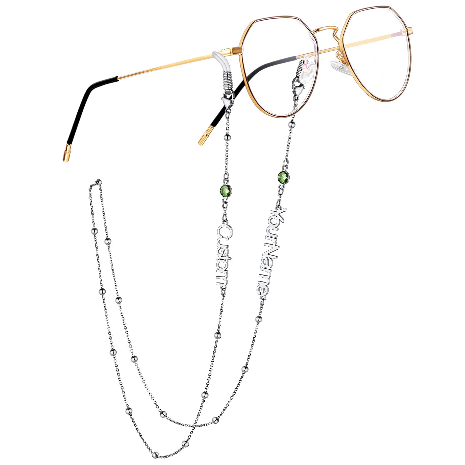  Birthstonesjewelry Birthstone 2 Name Glasses Chain Steel