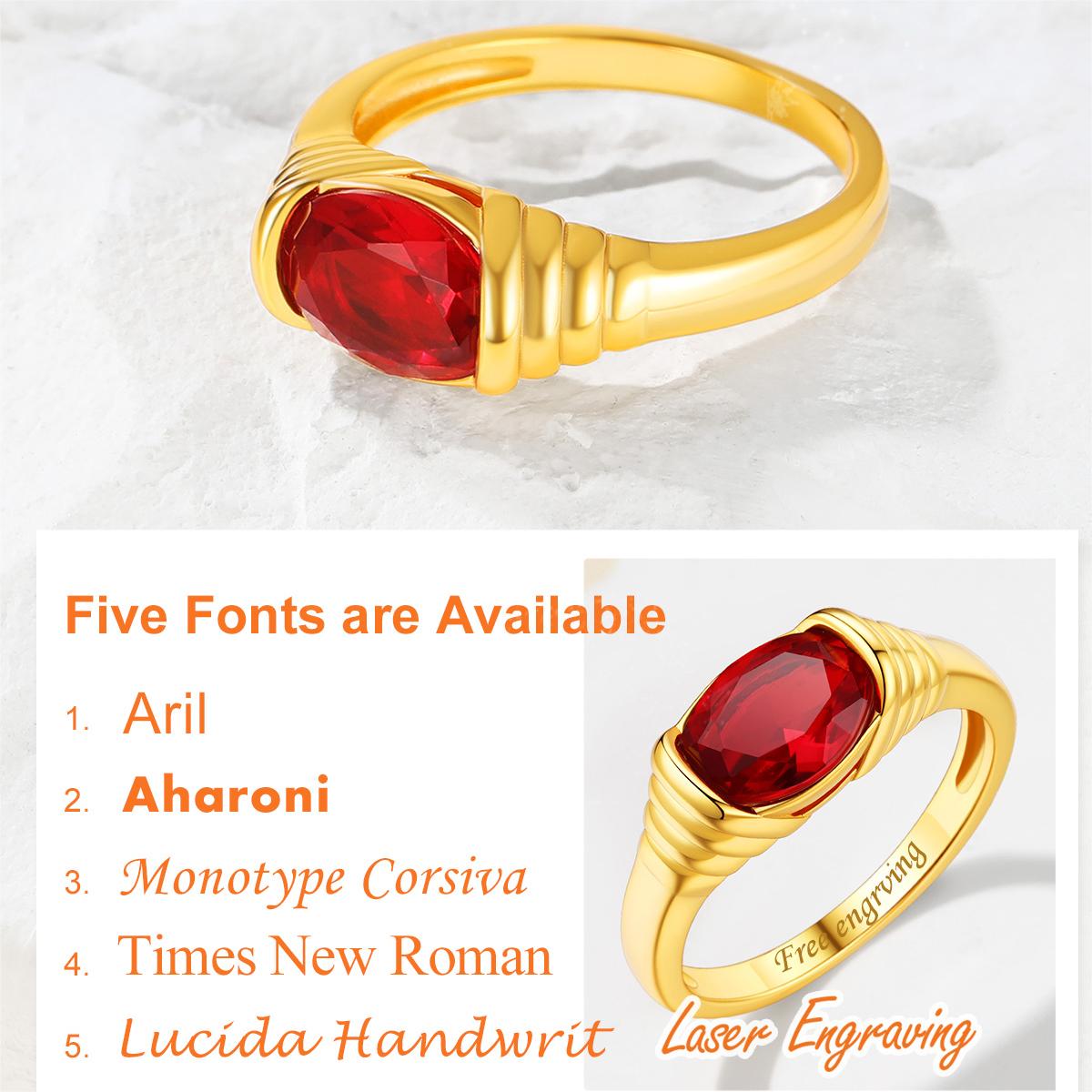  Birthstonesjewelry Birthstone Ring with Name 5 Font Available