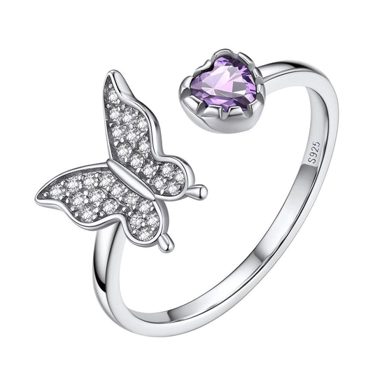    Birthstonesjewelry Butterfly Birthstone Ring February Amethyst