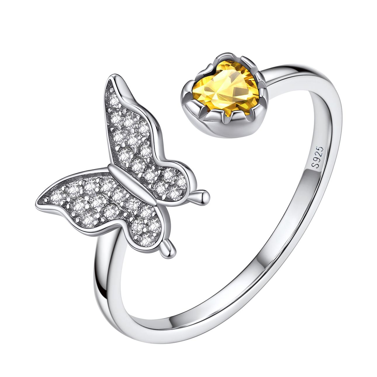 Birthstonesjewelry Butterfly Birthstone Ring November Yellow Topaz