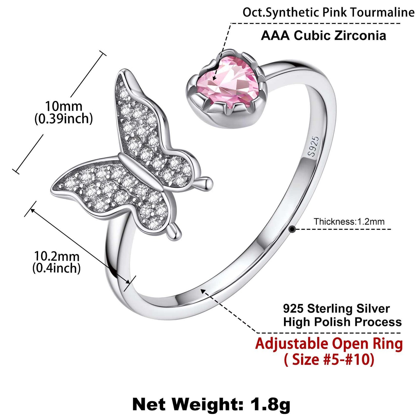 Birthstonesjewelry Butterfly Birthstone Ring Size