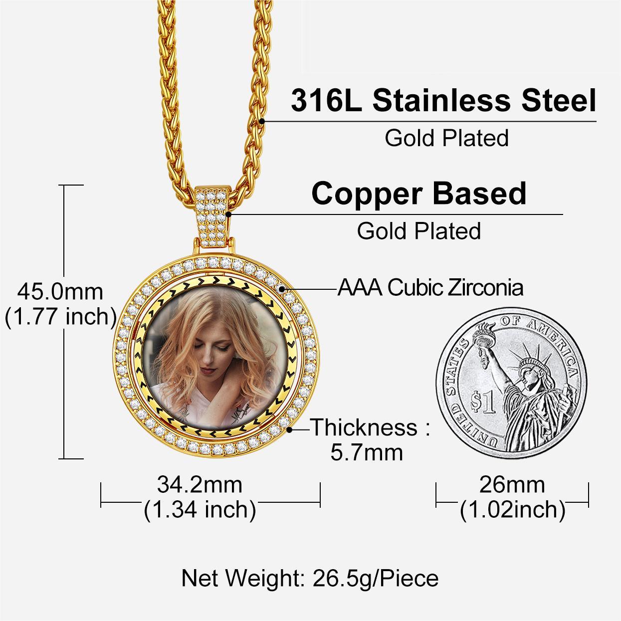 Birthstonesjewelry Customized Spinner Necklace with Picture Size