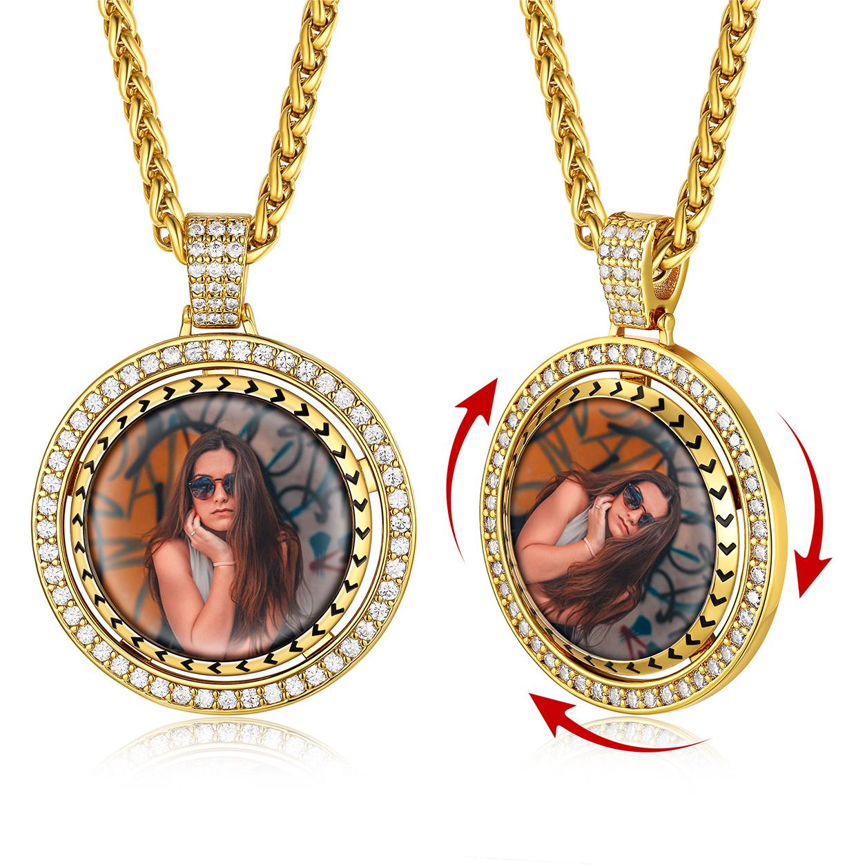 Birthstonesjewelry Customized Spinner Pendant Necklace with Picture