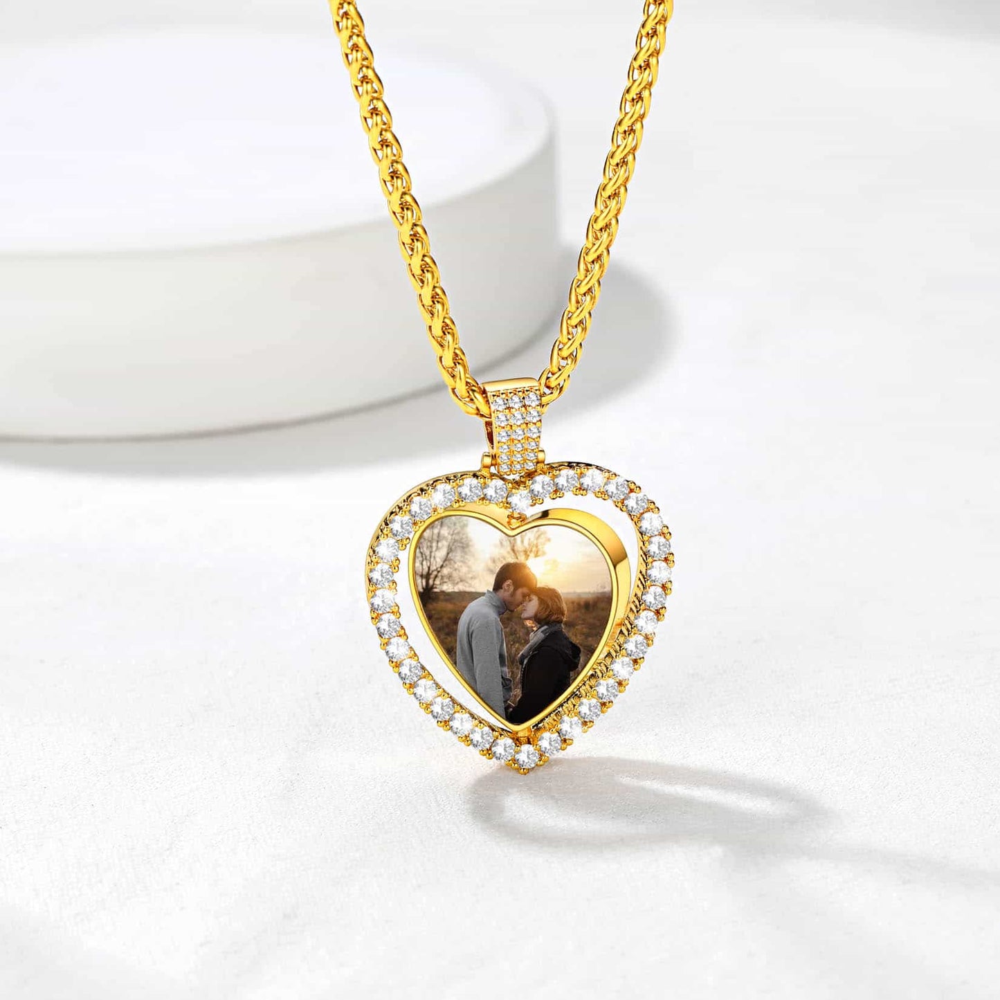 Birthstonesjewelry Heart Both Sides Photo Necklace Gold