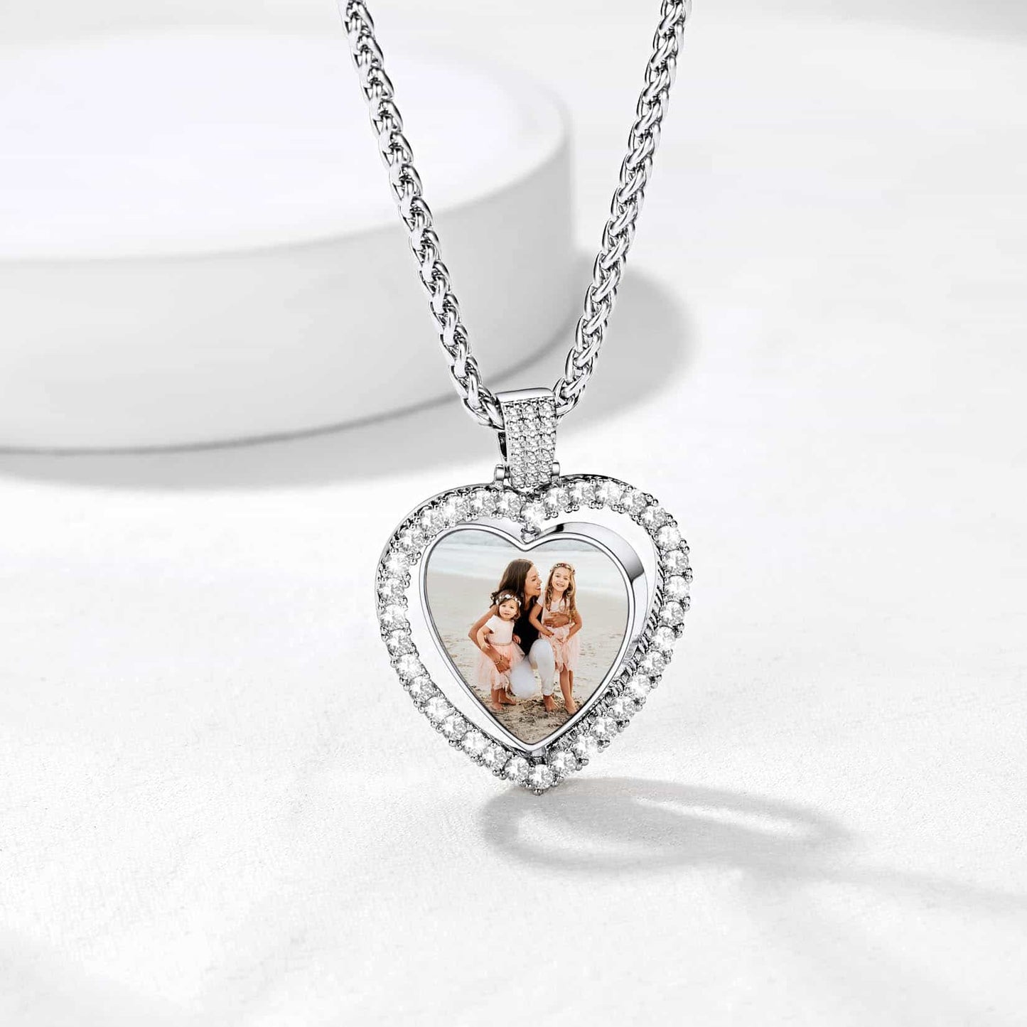 Birthstonesjewelry Heart Both Sides Photo Necklace Steel