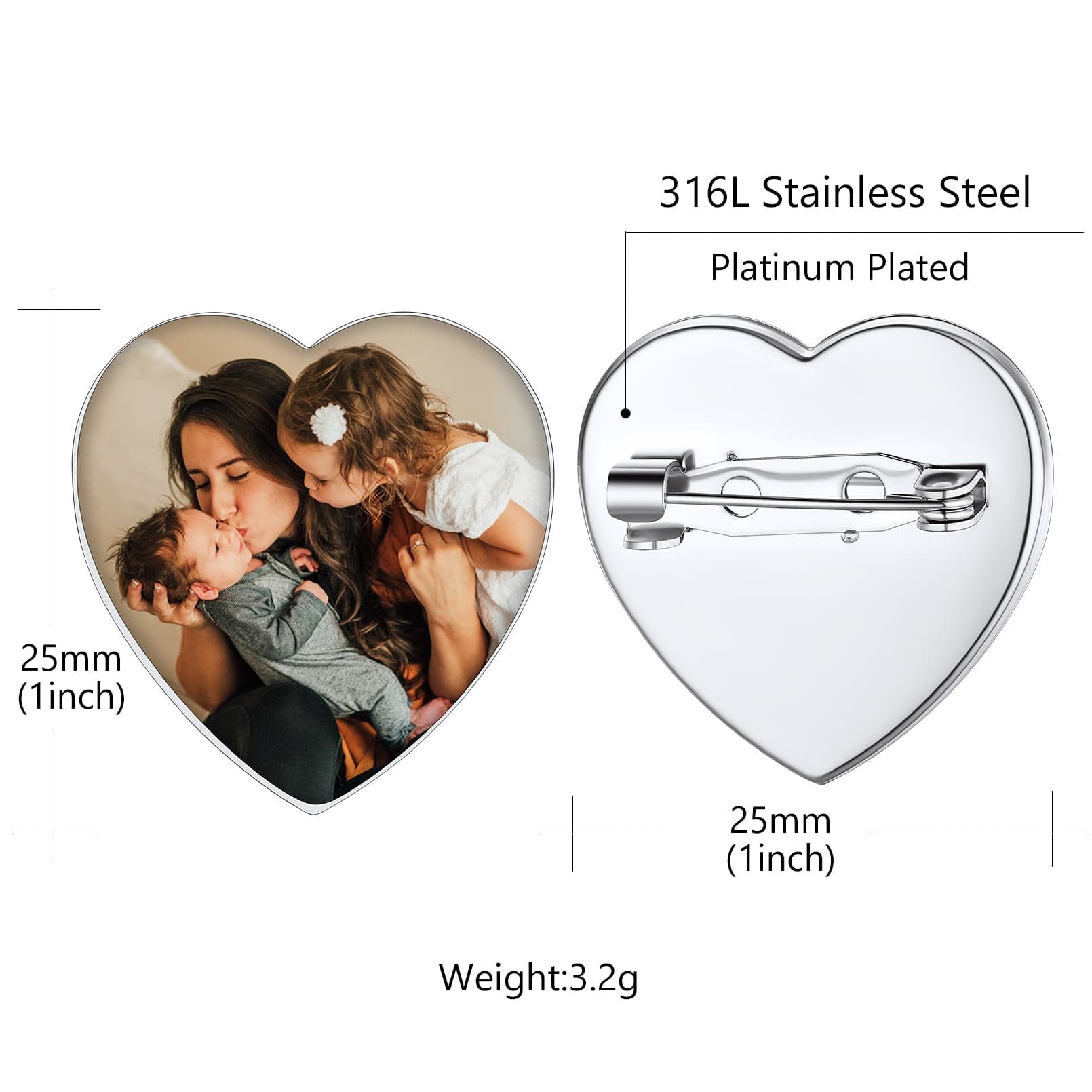 Birthstonesjewelry Heart Photo Brooch Pins Size