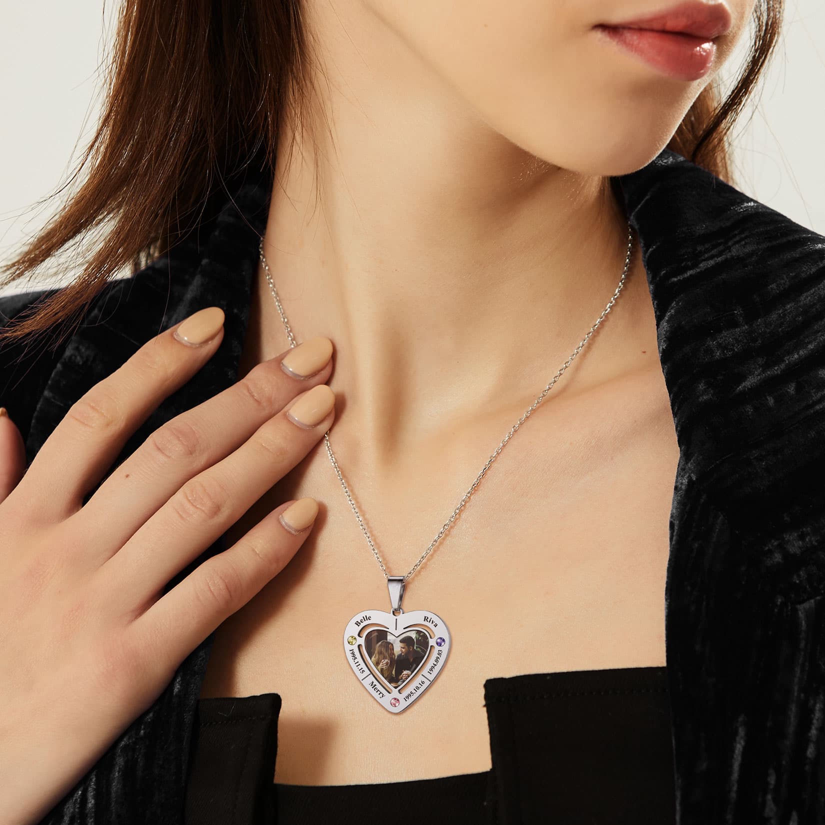 Birthstonesjewelry Heart Photo Necklace