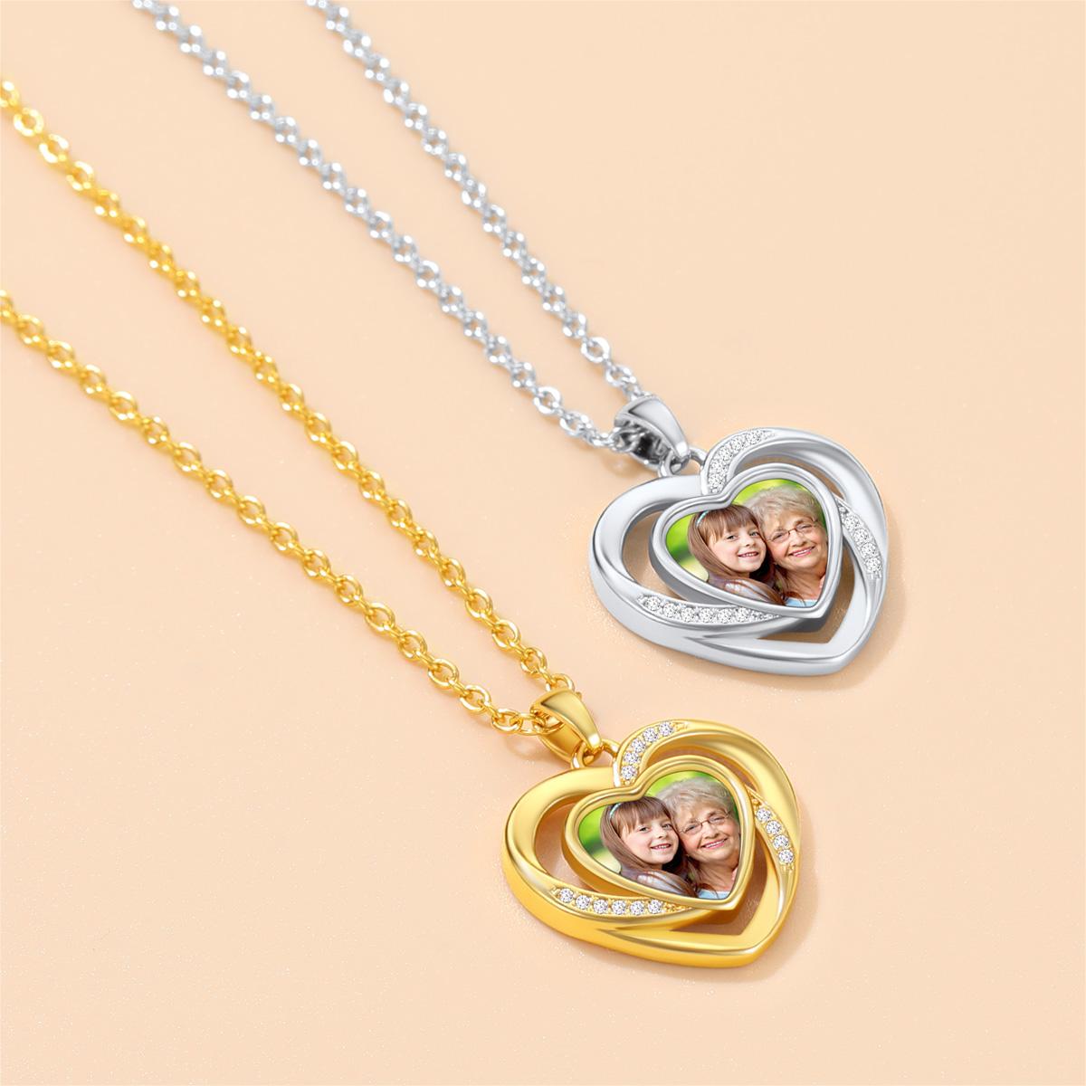 Birthstonesjewelry Heart in Heart Photo Necklace 2 Colors