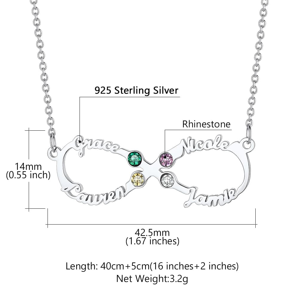 Birthstonesjewelry Infinity Birthstone Necklace Dimension Figure