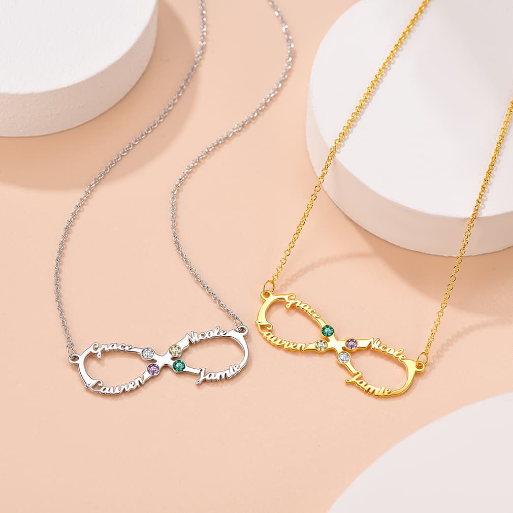 Birthstonesjewelry Infinity Necklace 4 Names