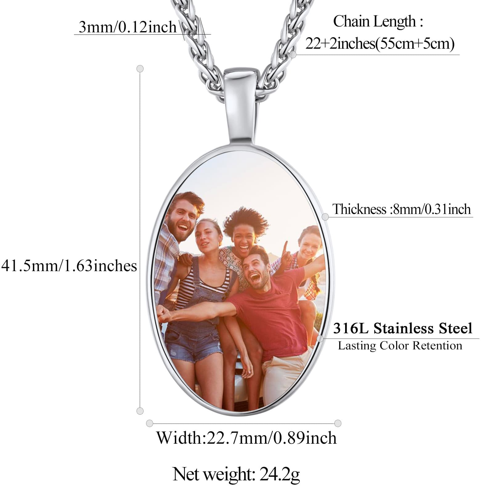 Birthstonesjewelry Oval Photo Necklace Size