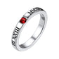 Engraved Roman Numerals Band Ring with Birthstone for Women