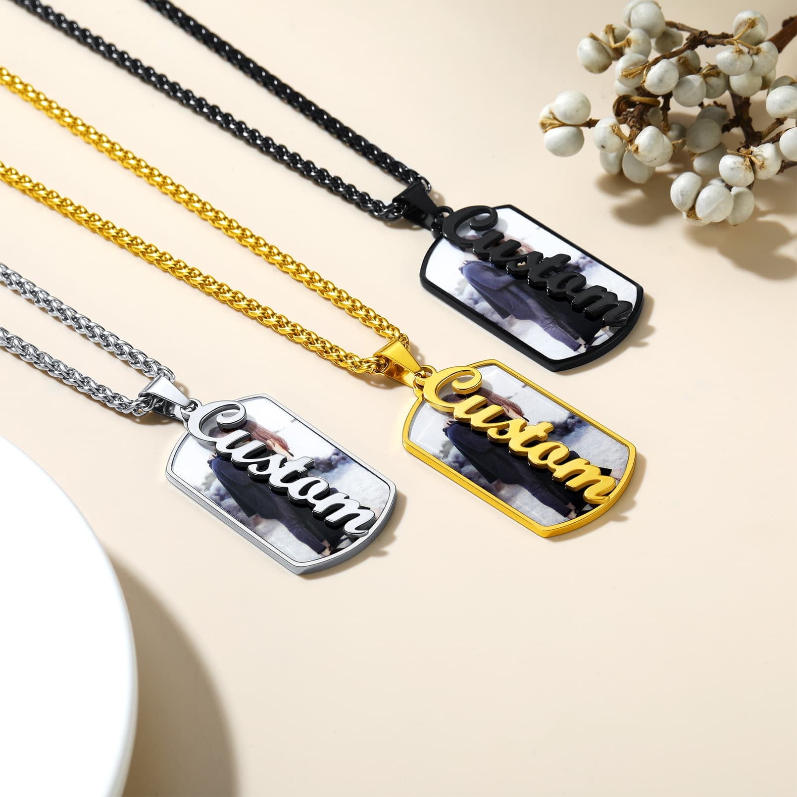 Birthstonesjewelry Personalized Dog Tag Name Necklace 3 Colors
