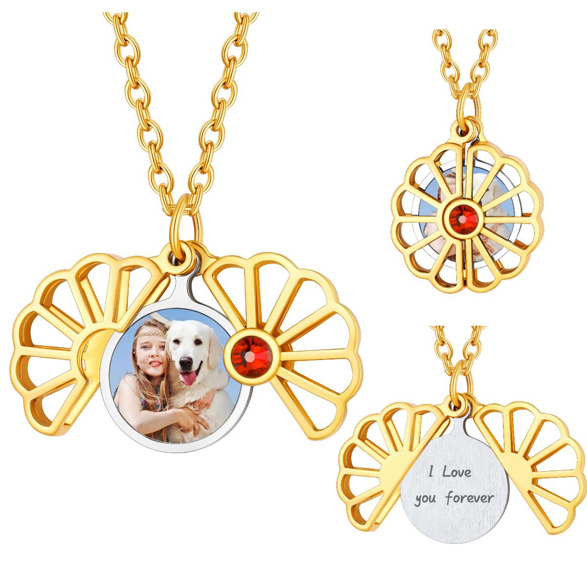 Birthstonesjewelry Personalized Flower Locket Necklace Gold