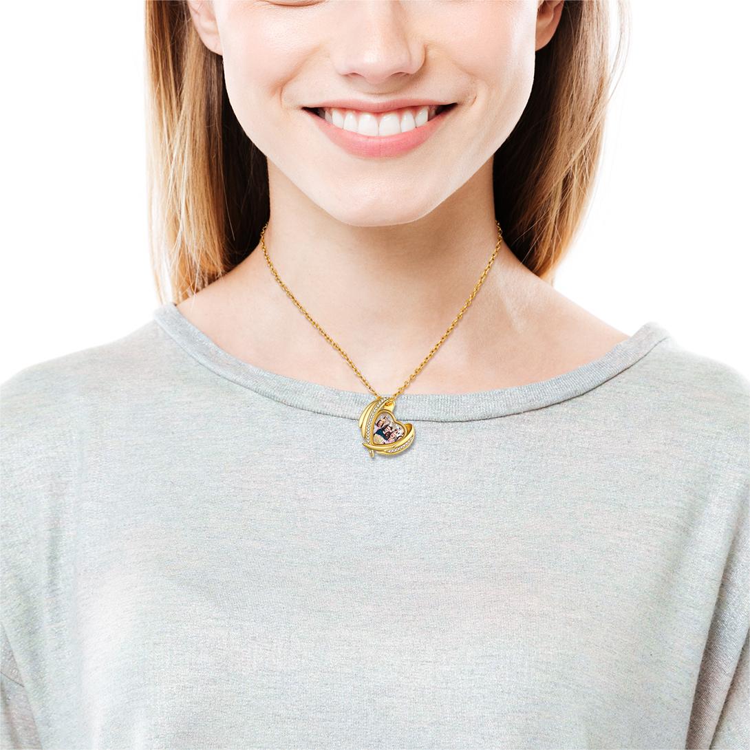 Birthstonesjewelry Personalized Heart Angel Wing Necklace for Women