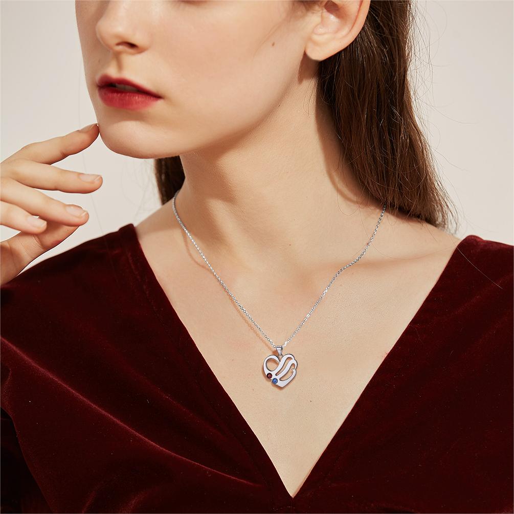 Birthstonesjewelry Personalized Heart Birthstone Necklace for Mom