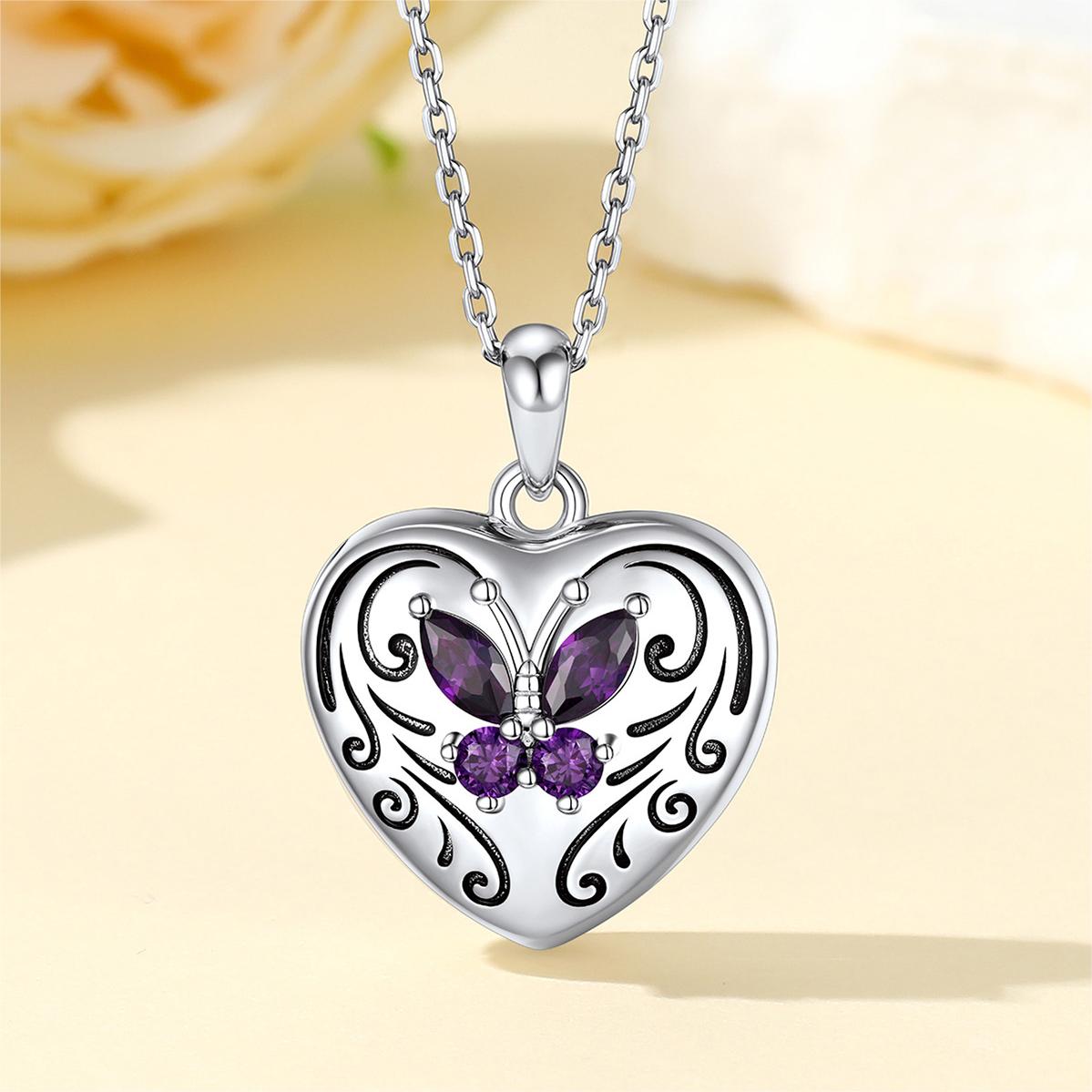 Birthstonesjewelry Personalized Heart Locket Photo Necklace for Women