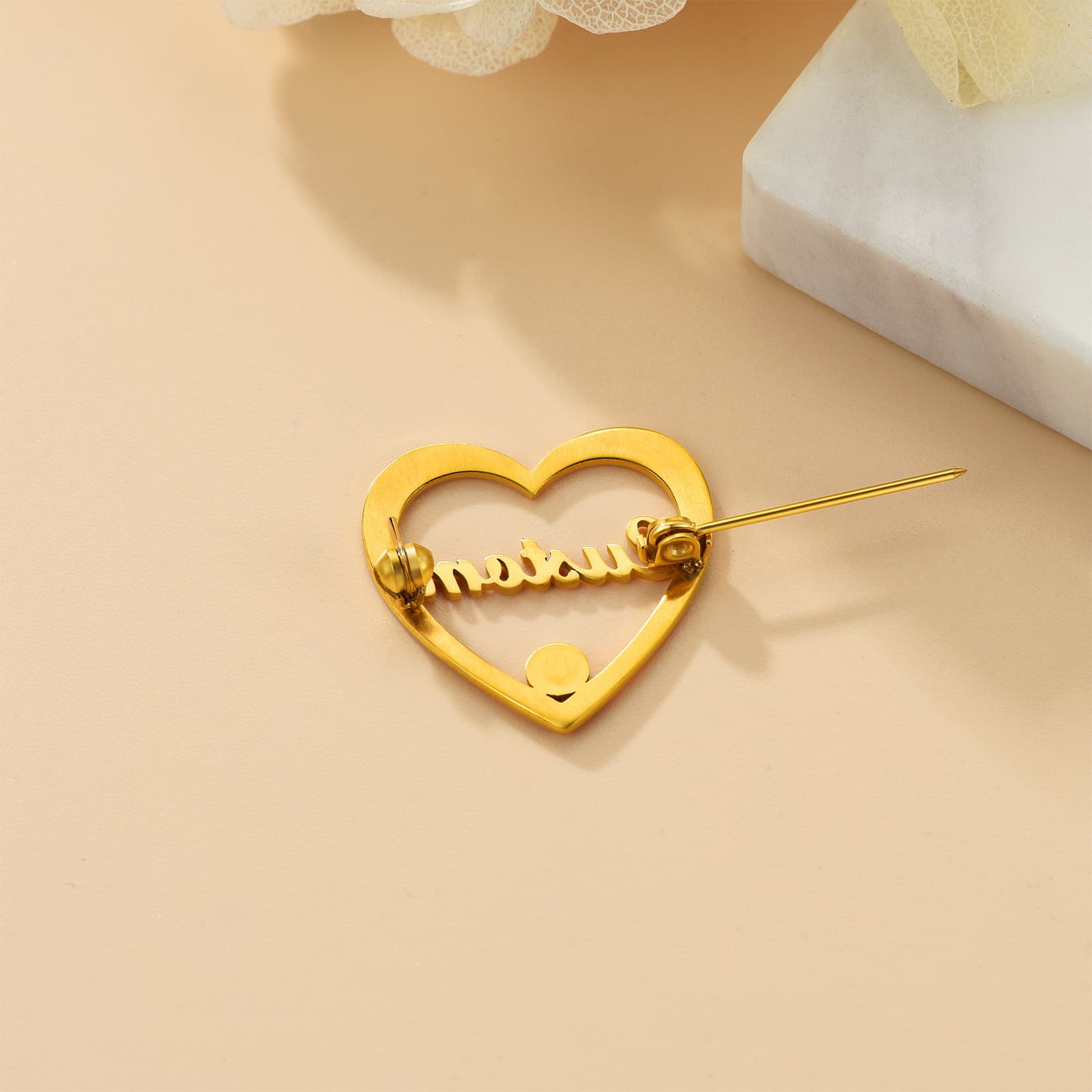 Birthstonesjewelry Personalized Heart Name Birthstone Brooch Gold