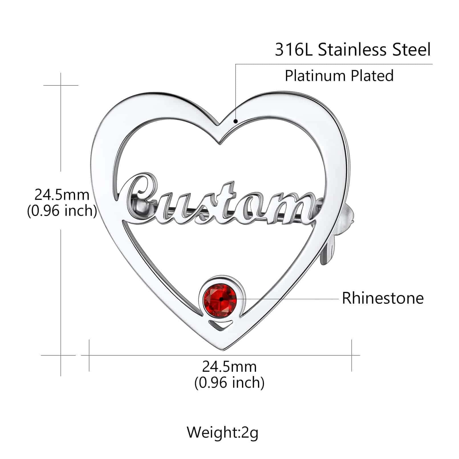Birthstonesjewelry Personalized Heart Name Birthstone Brooch Size